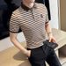 Men's Slim Fit Striped Polo Shirt Short Sleeved Collared Thin Stretchy Cotton T-Shirt TikTok Viral Male Fashion Top_viptrois.com