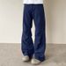 Unisex Pleated Cargo Pants High Waist Straight Leg Cleanfit Style Washed Cotton Elastic Trousers For Men Women_viptrois.com