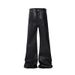 Men'S Clothing Dark Wax Coating Ribbon Slightly Elastic Wide Leg Flared Mopping Piled Denim Trousers _viptrois.com