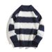 Men's Classic Striped Sweater – Retro Knit Pullover With Color-Blocking Design (M-3XL, Grey/Deep Brown/Navy, Slim Fit, Unisex Casual)_viptrois.com