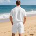 Men's Summer Waffle Knit Polo Shirt And Shorts Set - Breathable Casual Two-Piece Outfit For Relaxation & Travel_viptrois.com
