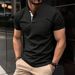 Men's Clothing Solid Color Short Sleeved Button Pocket T Shirt_viptrois.com