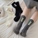 Unisex Soft Cotton Crew Socks With Flocked Heart Design – Breathable & Comfortable – Classic Neutral Colors – Perfect For Everyday Wear_viptrois.com