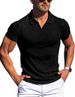 Men's Clothing New Polo Shirt Lapel V Neck Vertical Stripe Short Sleeved Men's T Shirt_viptrois.com