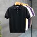 Casual Knitted T-Shirt Short Sleeved Simple Solid Color Comfortable Breathable Top Hong Kong Style Fashion Trendy_viptrois.com