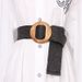 Women Braided Belts Summer Round Buckle Pp Straw Braided Belt Fashionable Casual Dress Decoration Elastic Waist Seal Female_viptrois.com
