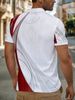 Polo Uomo Taglio Dritto Leggero Traspirante Resistente Fantasia Spagnola Bianco-rosso, Colletto Manica Corta Casual Interno Ed Esterno_viptrois.com