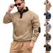 Men's Stand Up Collar Casual Sports Color Matching Zipper Embroidery Long Sleeved Henry Fashion Street Sweatshirt_viptrois.com