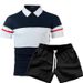 Summer Men's Short Sleeve Polo Shirt Stylish Two Tone Patchwork Webbing Design Casual Top New_viptrois.com