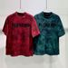 2025 Summer New Fashion Tie-dye Gradual Change Short-sleeved T-shirt Men's Fashion Letter Printing Loose Versatile Top_viptrois.com