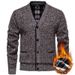 Men's V-Neck Velvet Cardigan – Thick Winter Sweater With Long Sleeves (Burgundy/Dark Gray/Light Gray/Blue/Espresso, M-4XL)_viptrois.com