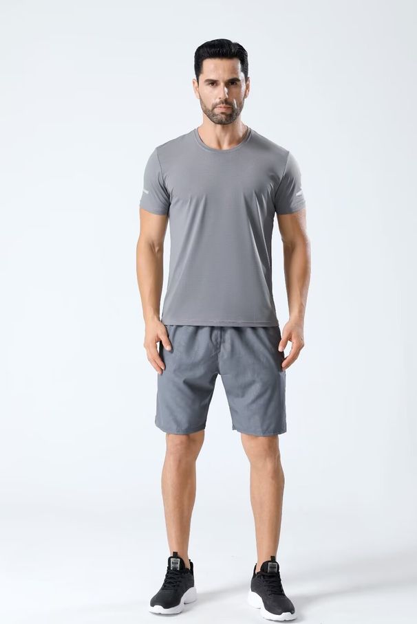 Men's Clothing Sports Short-Sleeved Ice Silk T-Shirt Quick-Drying Clothes Breathable Running Fitness Training Casual Tops _viptrois.com