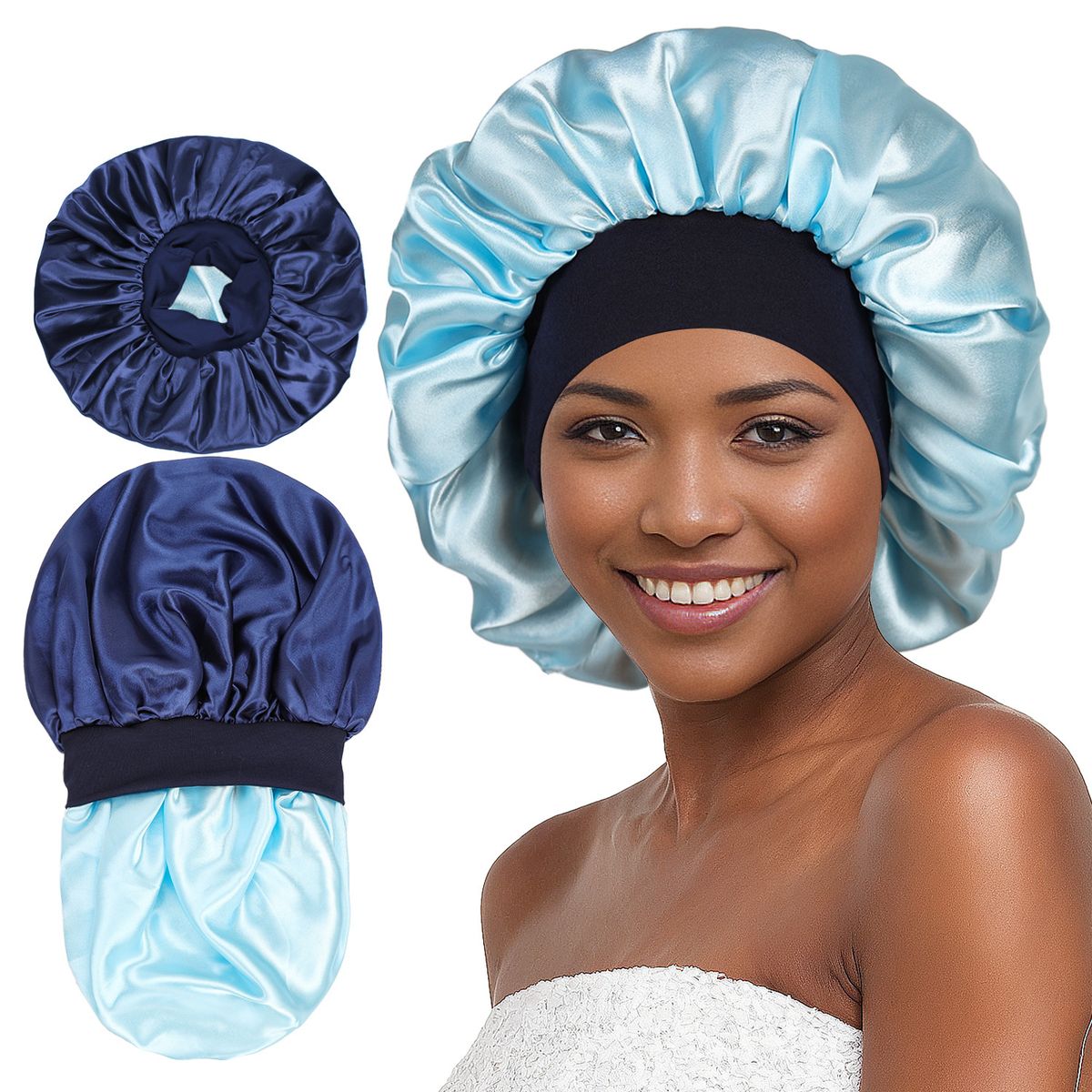 Hot Selling Double Layer Satin Round Hat Silk Double Sided Beauty Hair Care Wide Brim Sleeping Hat Turban Hat For Women_viptrois.com