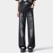 American-style Washed Cool Men's Jeans, Trendy Brand, Loose Fit, Lightning Pattern, Straight-leg Pants, High Street_viptrois.com