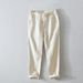 Men's Clothing Spring And Summer Simple Solid Color Straight Pants Men's Drawstring Casual Pants Linen Breathable Trousers_viptrois.com