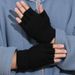 Winter Knitted Warm Half Finger Wool Solid Color Writing Riding Gloves Unisex_viptrois.com
