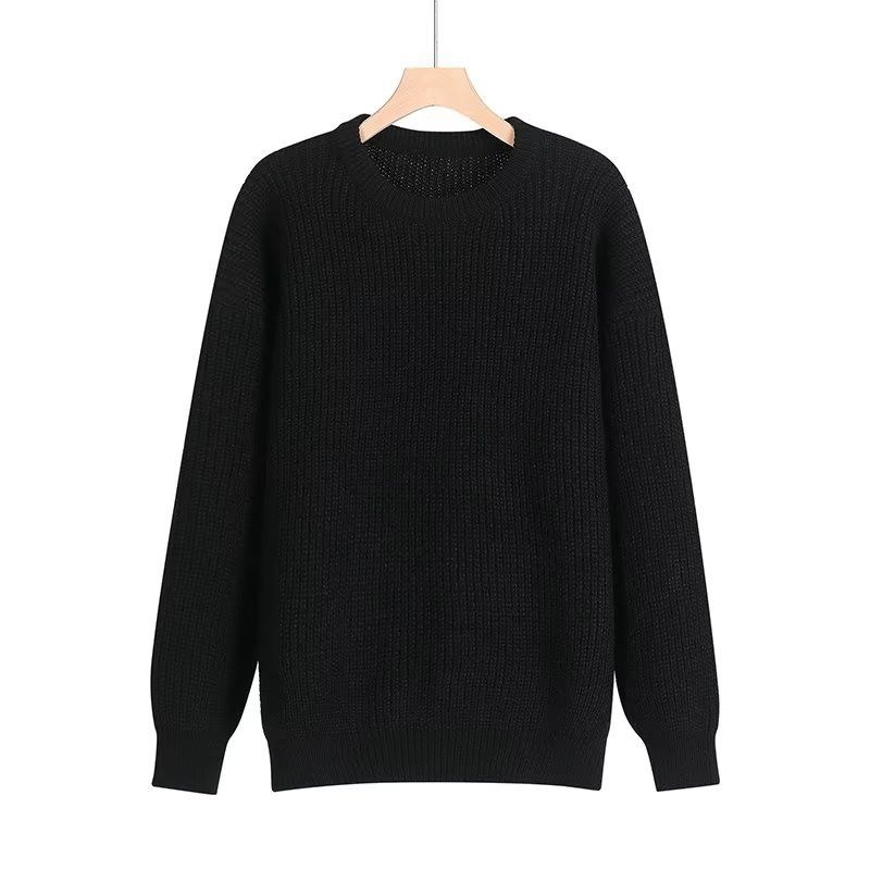Round Neck Pullover Knitted Sweater For Men, Long Sleeved Sweater, Solid Color Sweater, And Thread Jacket_viptrois.com