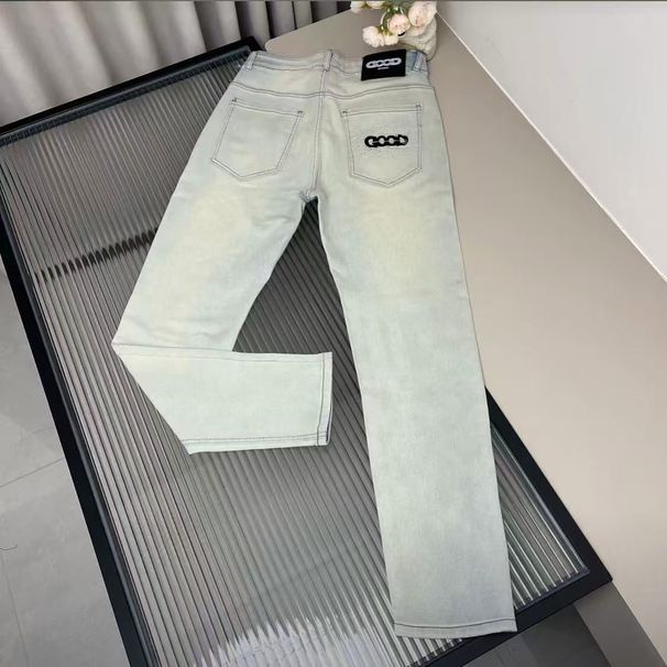 Trendy GD Letter Embroidered Slim Fit Fashionable Versatile Light Luxury Jeans_viptrois.com