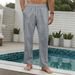 Men's Casual Straight-Fit Drawstring Pants – Lightweight Jacquard Fabric (S-XXXL, Black/Grey/White/Khaki/Azure)_viptrois.com