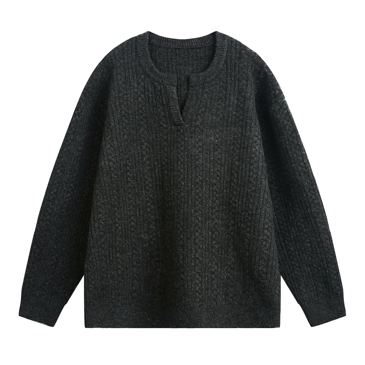 Nordmann Lazy Textured Cable Knit Small V-Neck Sweater For Men, New Autumn And Winter Retro Loose Trendy American Style Knitted_viptrois.com