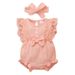 Ins Infant Girl Baby Candy Color Lace Package Fart Romper Princess Dress Jumpsuit Headband_viptrois.com