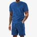 Men's Clothing Summer Thin Suede Casual Sports Short Sleeved T Shirt Set_viptrois.com
