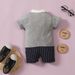 Baby clothing Infant boys and toddlers gentleman bow tie bow tie lapel splicing harbour coat short sleeve onesie_viptrois.com
