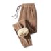 Men's Winter Fleece Jogger Pants With Embroidery - High Elasticity, Loose Fit, Plus Size (L-8XL) For Casual & Sports_viptrois.com