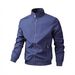Men's Big & Tall Breathable Zippered Jacket Lightweight Casual Stand Collar Windproof Polyester Woven Coat for Spring Autumn Daily Wear M-6XL_viptrois.com