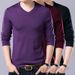 Men's Slim Fit V-Neck Knit Sweater, Lightweight Pullover, Soft & Breathable, Stretchable, Machine Washable, Casual Wear For Winter (Black, Navy, )_viptrois.com