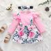 Babies' clothes children's clothing spring and autumn baby pit strip small flying sleeve triangle romper floral bow suspender skirt suit skirt_viptrois.com