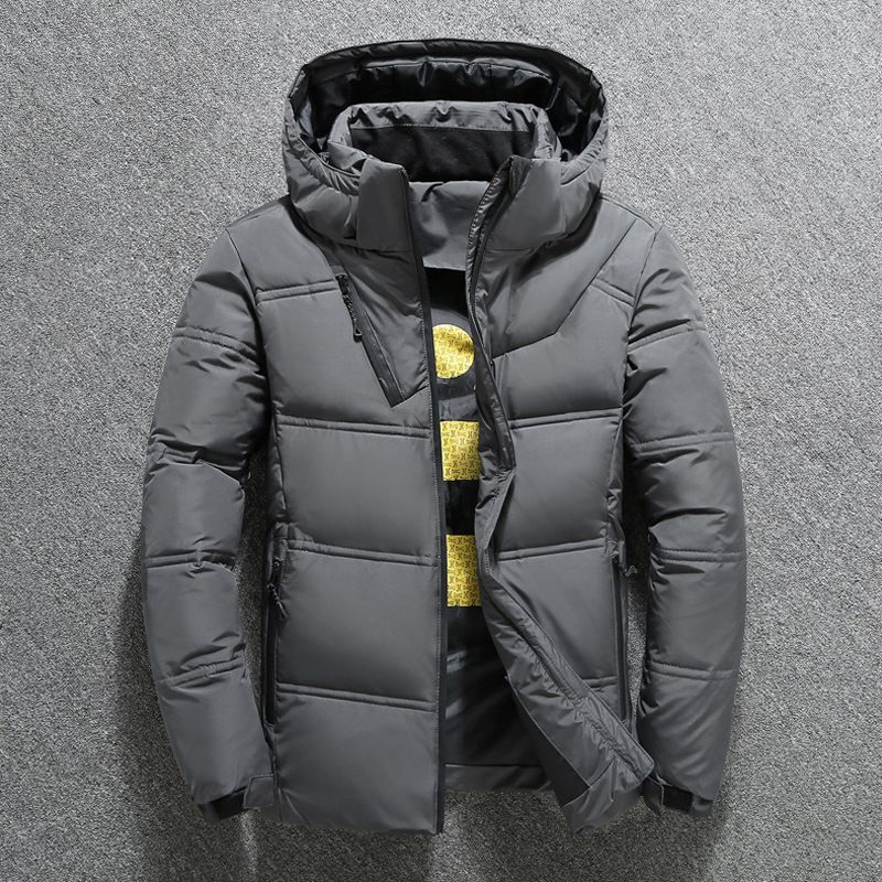 Winter Short Detachable Hat Youth Men's Outdoor Work Attire White Duck Down Jacket Casual Standing Collar_viptrois.com