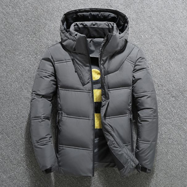 Winter Short Detachable Hat Youth Men's Outdoor Work Attire White Duck Down Jacket Casual Standing Collar_viptrois.com