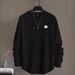 Men's Clothing New autumn and winter men's letter patch chest details casual loose round neck pullover long sleeve white sweatshirt_viptrois.com