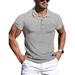 New Summer Solid Stripes Slim Fit Elasticity Short Sleeve Polo For Men Fashion Stand Collar Men's Shirts_viptrois.com