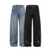 Men's Clothing Ink Splashed Denim Hip Hop Wide Leg Hand Painted Jeans For Men With Personality Loose Straight Leg Casual Machete Pants_viptrois.com