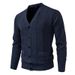Men's Fashionable V-Neck Knit Sweater With Fleece Lining, Casual Winter Pullover For Autumn & Winter, Warm & Stylish Thermal Shirt _viptrois.com