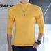 Half Turtleneck Base Shirt Men's Pure Cotton T-Shirt Solid Color Slim Fit Simple Casual Mid-Neck Long Sleeve Inner Wear_viptrois.com