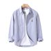 Men's Clothing Casual Cotton Long Sleeve Shirt Simple And Versatile Cartoon Embroidery Trendy Slim Shirt Men_viptrois.com
