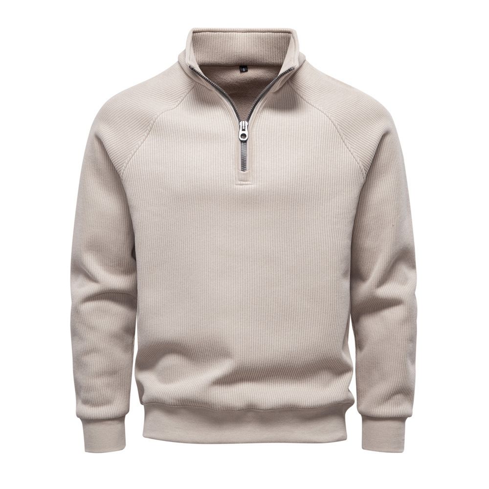 Men's Half-Zip Fleece Pullover Sweatshirt - Stand Collar, Loose Fit, Warm & Comfortable For Fall & Winter_viptrois.com