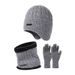 Men's knitted hat and fleece ear-protection thermal hat wool blend outdoor thickened gloves bib set_viptrois.com