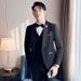 Elegant Men's Tuxedo Suit Set - Slim Fit Black Groom Wedding Tuxedo With Shawl Lapel For Groomsmen & Formal Events_viptrois.com