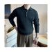 Pure 2024 Autumn Winter Casual Long Sleeve Turn-Down Collar Sweater Men's British Retro Jacquard Mature Slim Fit Knitwear Men_viptrois.com