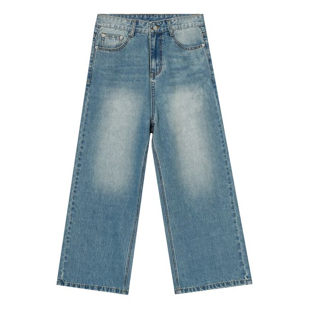 Men's Outfit Is Baggy With Blue Straight Leg Wide-leg Jeans_viptrois.com