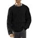 Loom 2024 Autumn Winter Cable Knit Sweater European American Solid Color Round Neck Long Sleeve Knitwear Export Large Size_viptrois.com