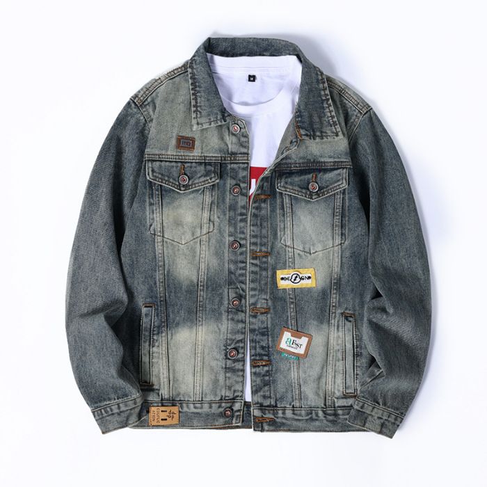 Spring New Men's Korean Style Slim Fit Denim Jacket Trendy Retro Casual JK534_viptrois.com