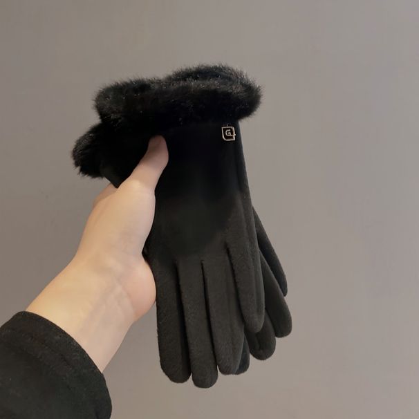 Leather Gloves Women In Winter 2024, Versatile High-end, With Thickened Velvet Warmth Cold Resistance, Suitable For_viptrois.com