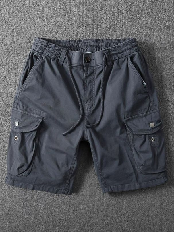 Work Shorts Summer Loose Straight Leg Men's Mid Length With Multiple Pockets Casual Five Quarter Elastic Waist Pants_viptrois.com