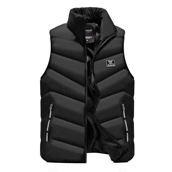 Loom Autumn Winter New Men's Stand Collar Thickened Solid Color Down Jacket Slim Fit Plus Size Casual Vest Trendy Cotton Coat_viptrois.com