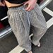 Men's Clothing Men's Textured Island Style Seersucker Plaid Casual Pants High Street Fashion Loose Wide Leg Trousers Spring Summer_viptrois.com